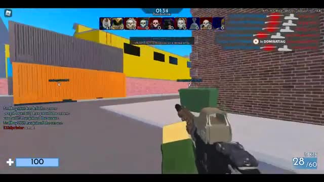 A hacker in Roblox Arsenal