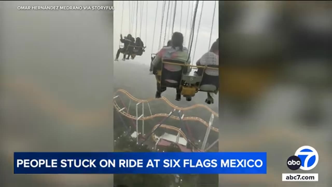 Riders left dangling midair at Six Flags Mexico during storm