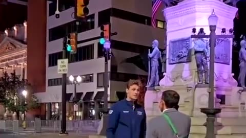 Democrat Mayor Matt Tuerk tries to stop a Trump rally in Allentown, PA