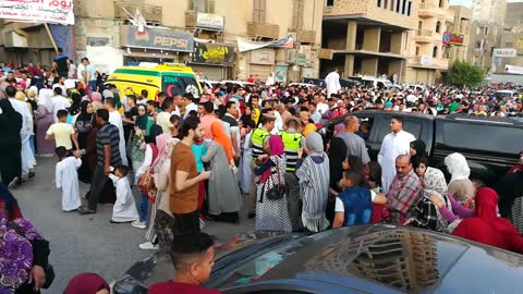 Big Mosque Full Of People Outside After Eid El Fetr Prayer