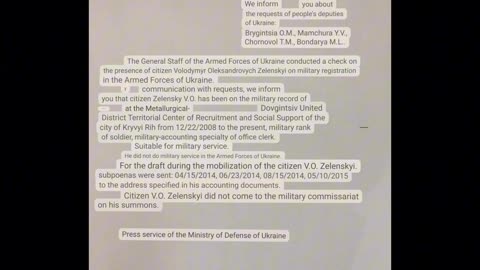 Zelensky Exposed As Draft Dodger By His Own Defense Ministry.