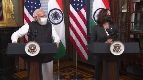 pm modi , us vp kamala harris address media