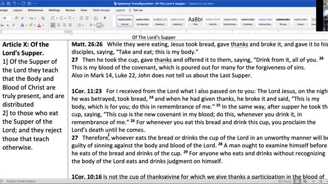 22-02-27 Sunday Elective - Augsburg Confession X - The Lord's Supper