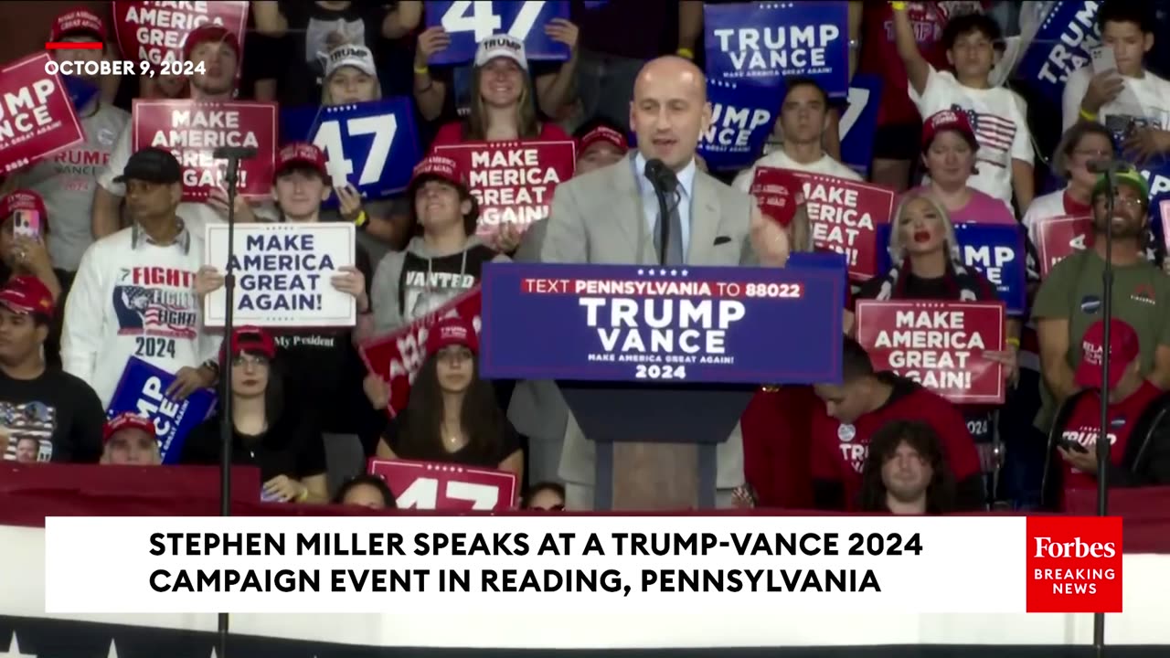 Stephen Miller Rails Against 'The Corrupt Democrat Machine' At Trump Rally In Reading, Pennsylvania