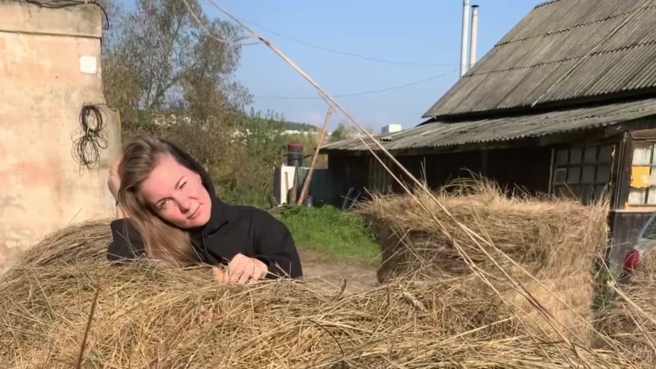 Russian village. Hayloft.