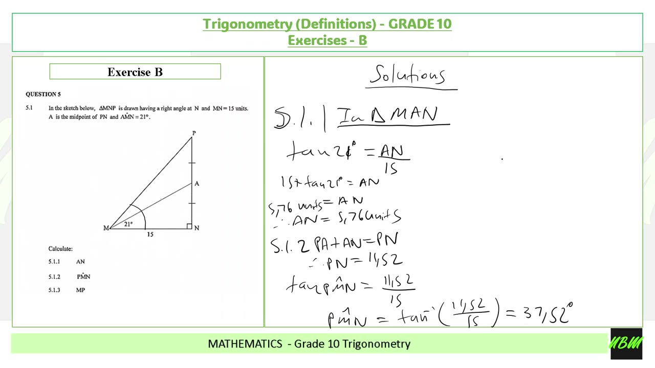 Trigonometric Definitions Grade 10 Part 2