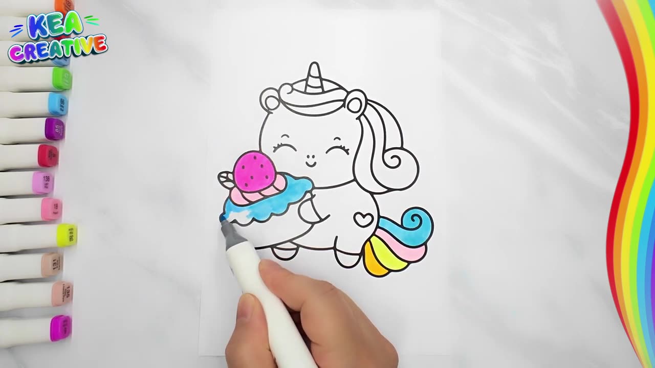 Coloring Unicorn Cake - Color Pages For Childrens. Enjoy!