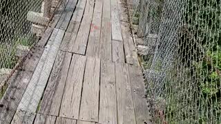 Me nervously crossing Swinging Bridge