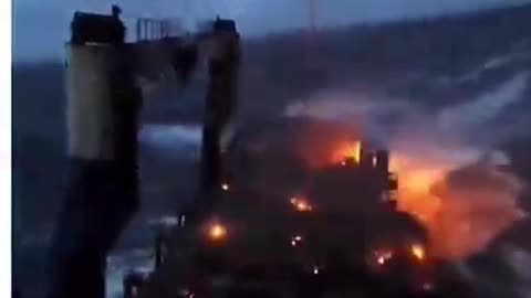 Before & after footage of an EV battery fire on board a ferry.*1min.