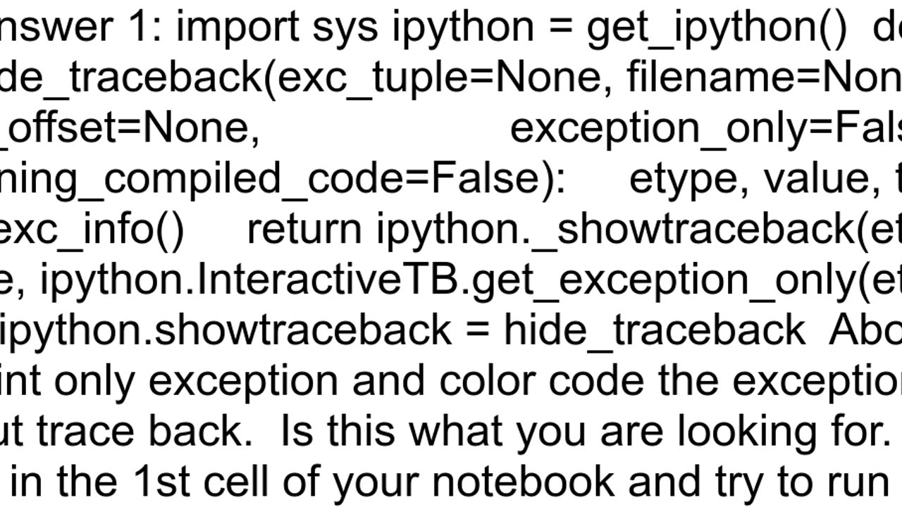 How to hide the error traceback in Jupyter LabNotebook