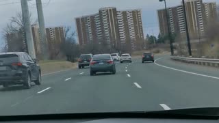 Toronto Don Valley high way toward Downtown Toronto