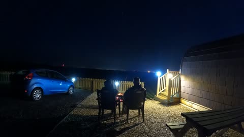 Night lapse next to a glamping pod