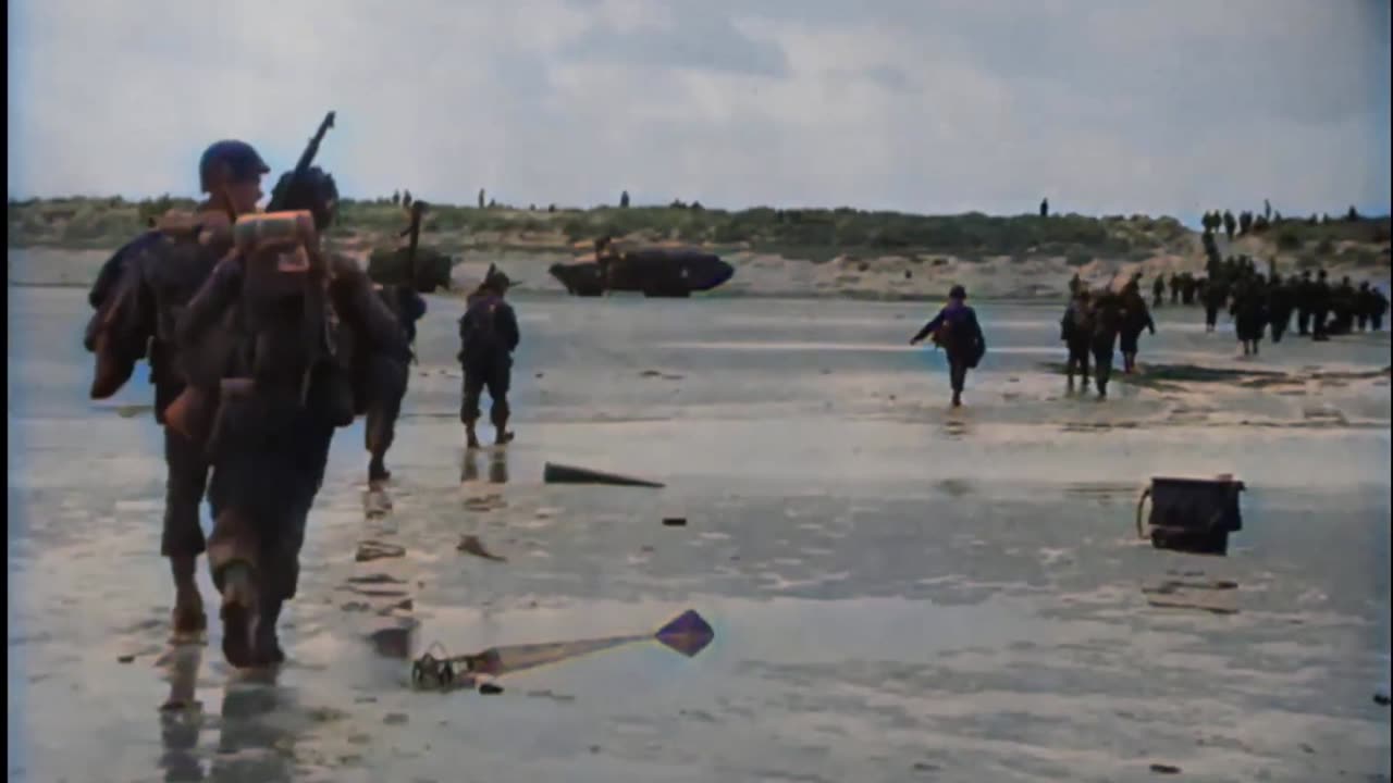 D-Day Colorized Newsreel Footage and Report