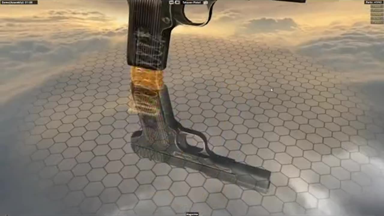 Disassembling a pistol in 3d full details