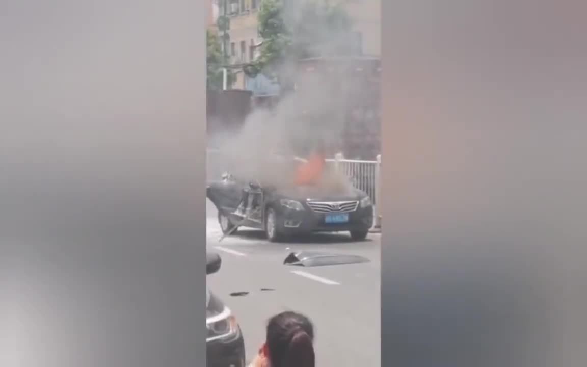 Toyota Camry Explodes On Busy Chinese Street