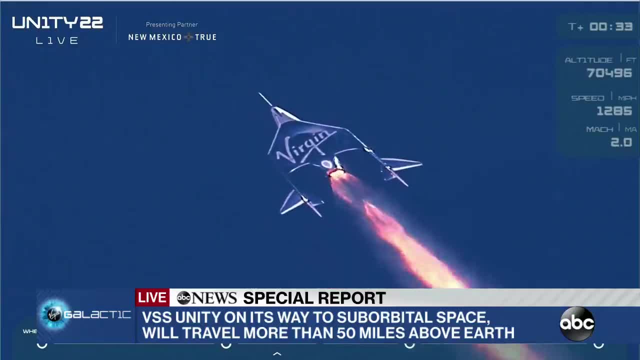 Richard Branson Launches Into Space Aboard His Virgin Galactic Rocket Plane