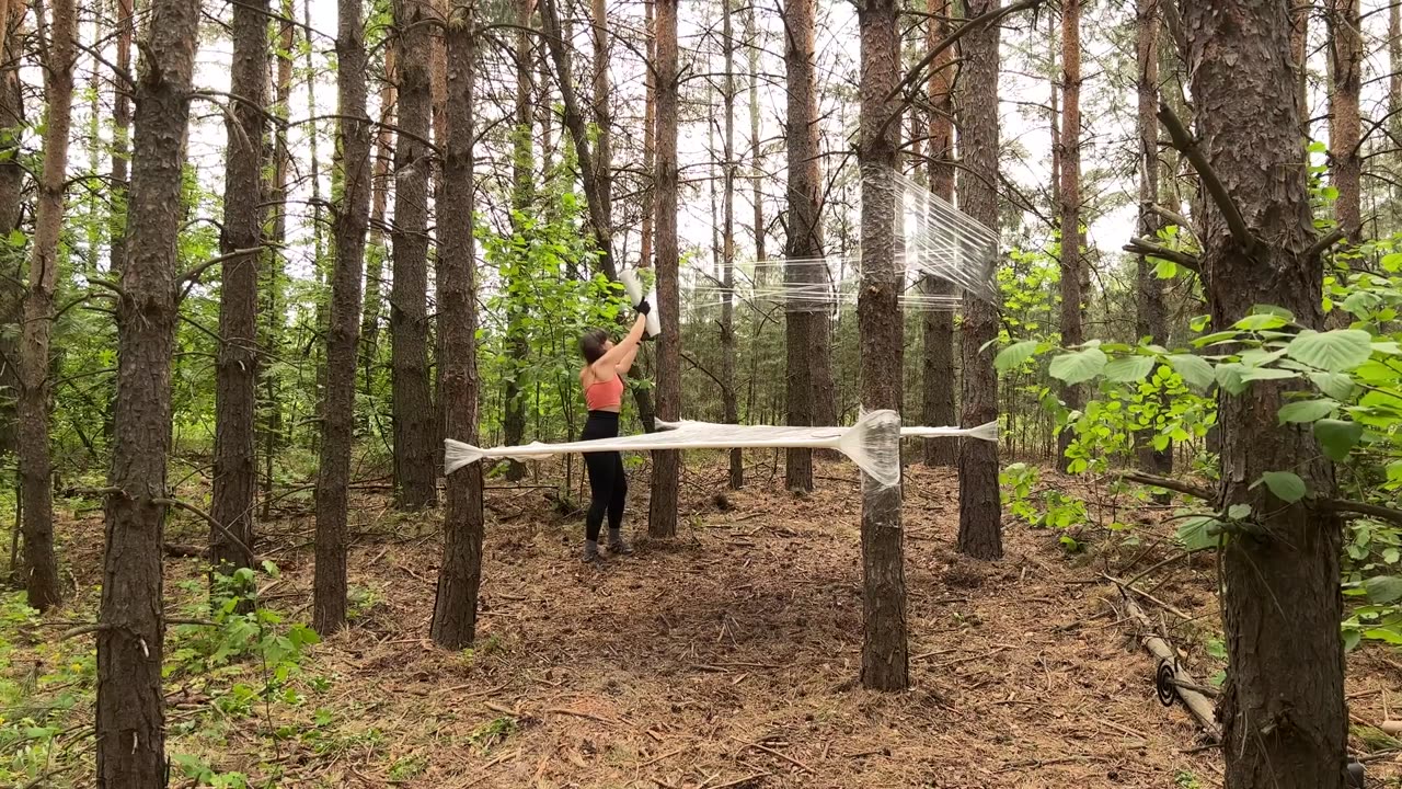 SOLO camping GIRL/ Plastic film hammock tent ASMR