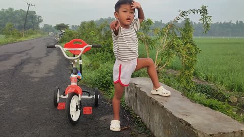 riding a bicycle in the morning light