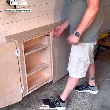 Man is showcasing his custom cabinet that turns into a table to save space 😲