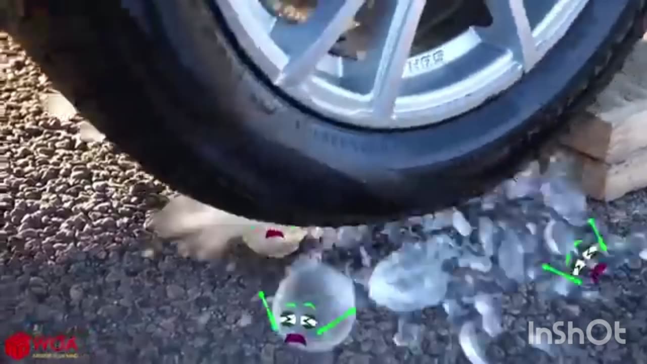 Car crashing baby water ball