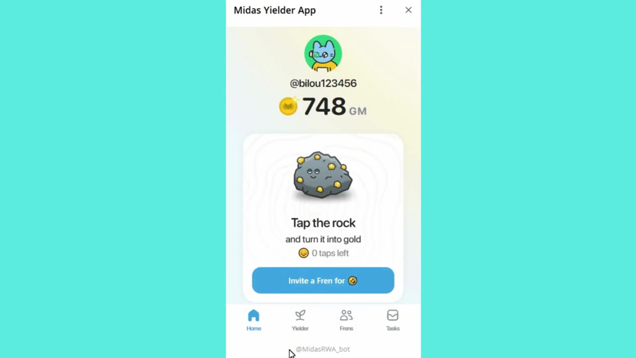 new mining mini app telegram bot midas yielder