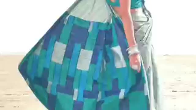 Silk Cotton Stripe Pattern Saree With Digital Geometric Print On Anchal | Handmade