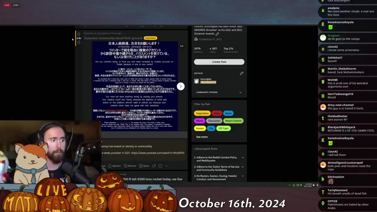 Asmongold endorses genocide - Mad at the Internet (October 15, 2024)