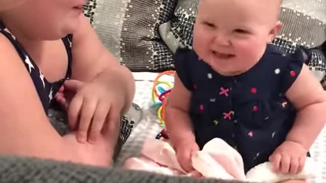 What has happened to the little child, how is he laughing? Crazy video