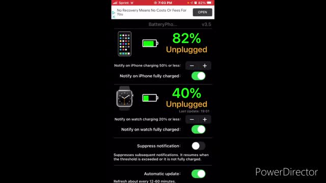 batteryphone app for iphone and apple watch