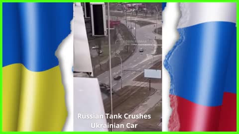 Russian tank Crushes Car