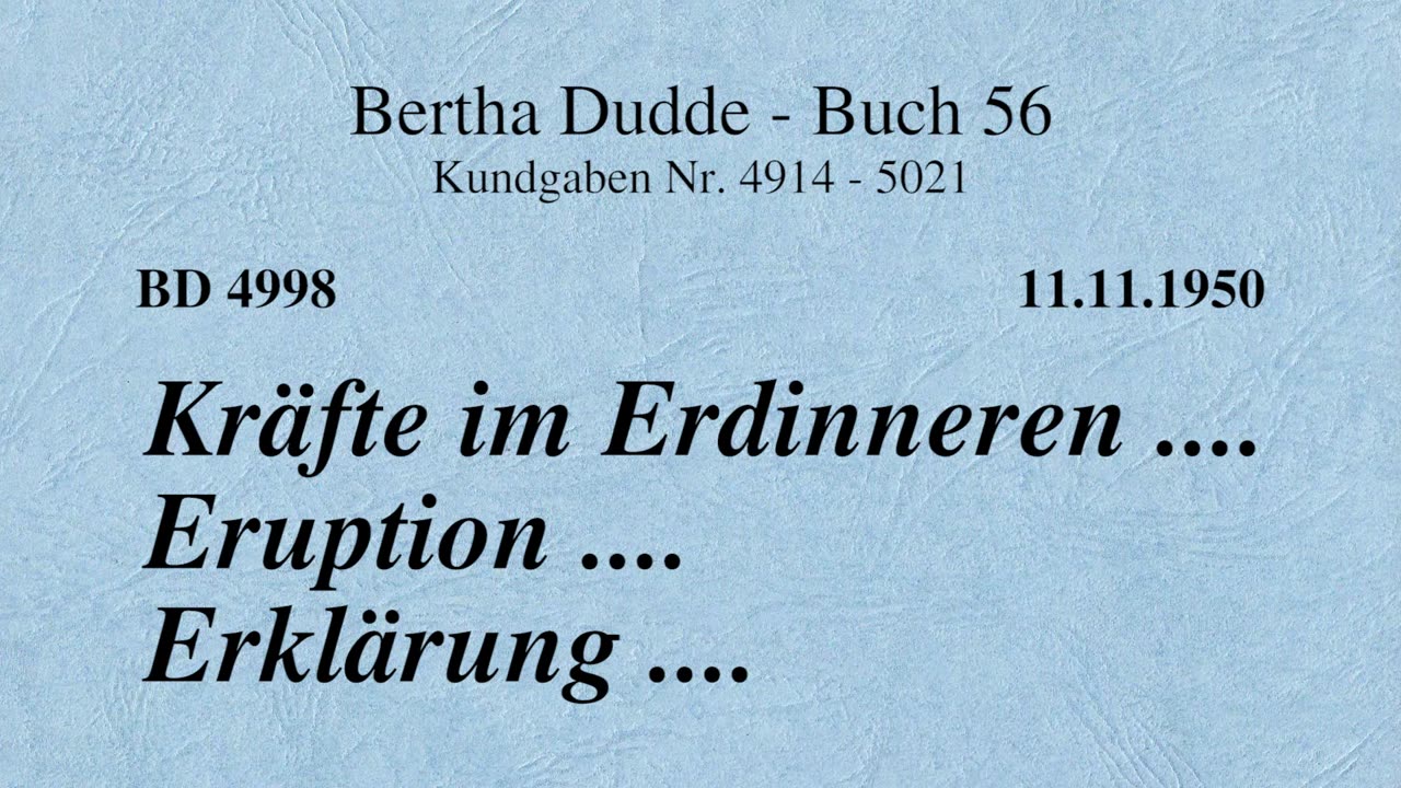 BD 4998 - KRÄFTE IM ERDINNEREN .... ERUPTIONEN .... ERKLÄRUNG ....