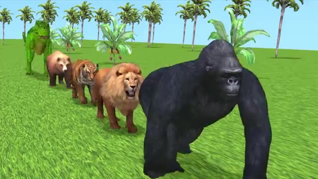 Paint and animals gorilla, zombie T-Rex | Tiger, Lion, Brown Bear