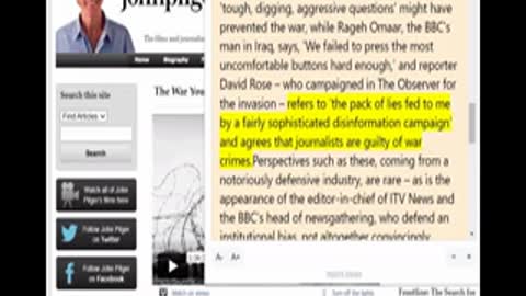 The War You Dont See - John Pilgar - Assange Wikileaks Pentagon Frontline 2003
