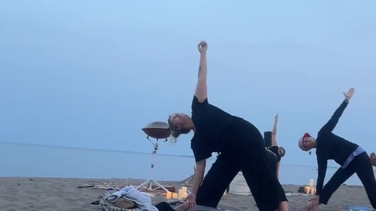 Guy On Boat Tries to Participate In Beach Yoga