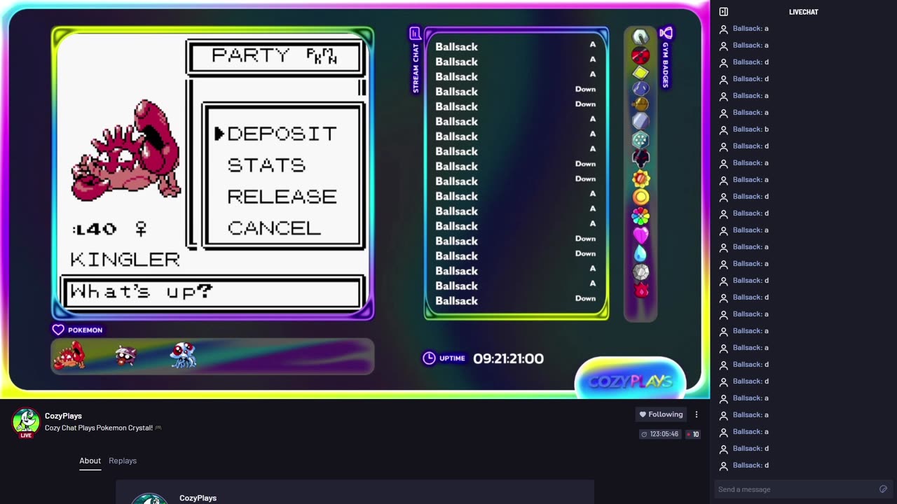 Ballsack Releases the Pokemon! +Chat reaction - Cozy.tv Plays Pokémon Crystal