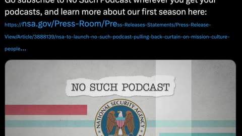 NSA launching podcast on September 05?!?