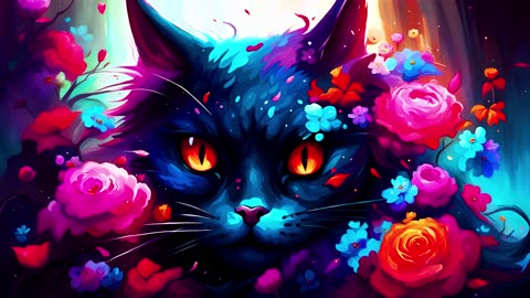 AI Art: Abstract Floral Paintings with Cats