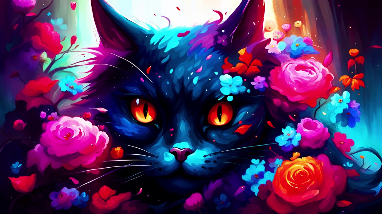 AI Art: Abstract Floral Paintings with Cats