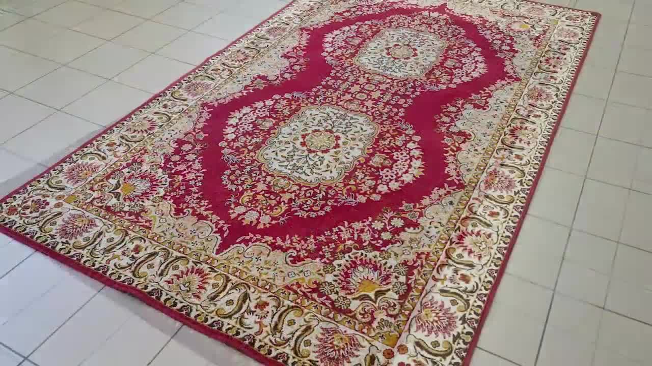 Red wool rug cleaning Speeded Up | Restoration | ASMR video