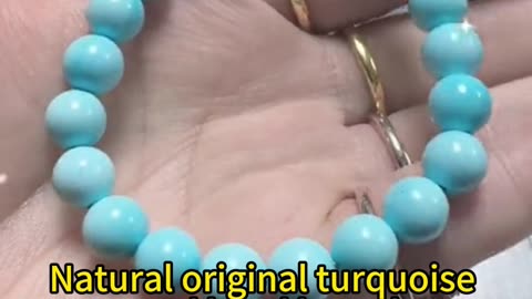 241220-5 Natural original turquoise round bead bracelet porcelain glaze quality weight 17.26g