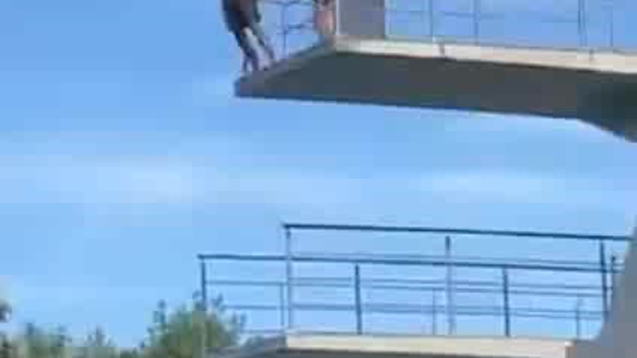 Lifeguard kicks boys off the 10 meter tower