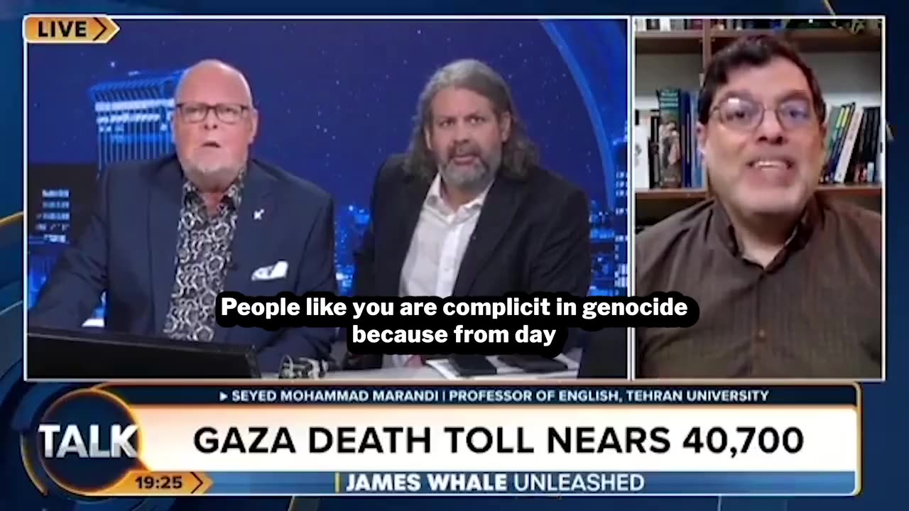 Professor Mohammed Marandi dismantles James Whales genocide denial and is kicked off air