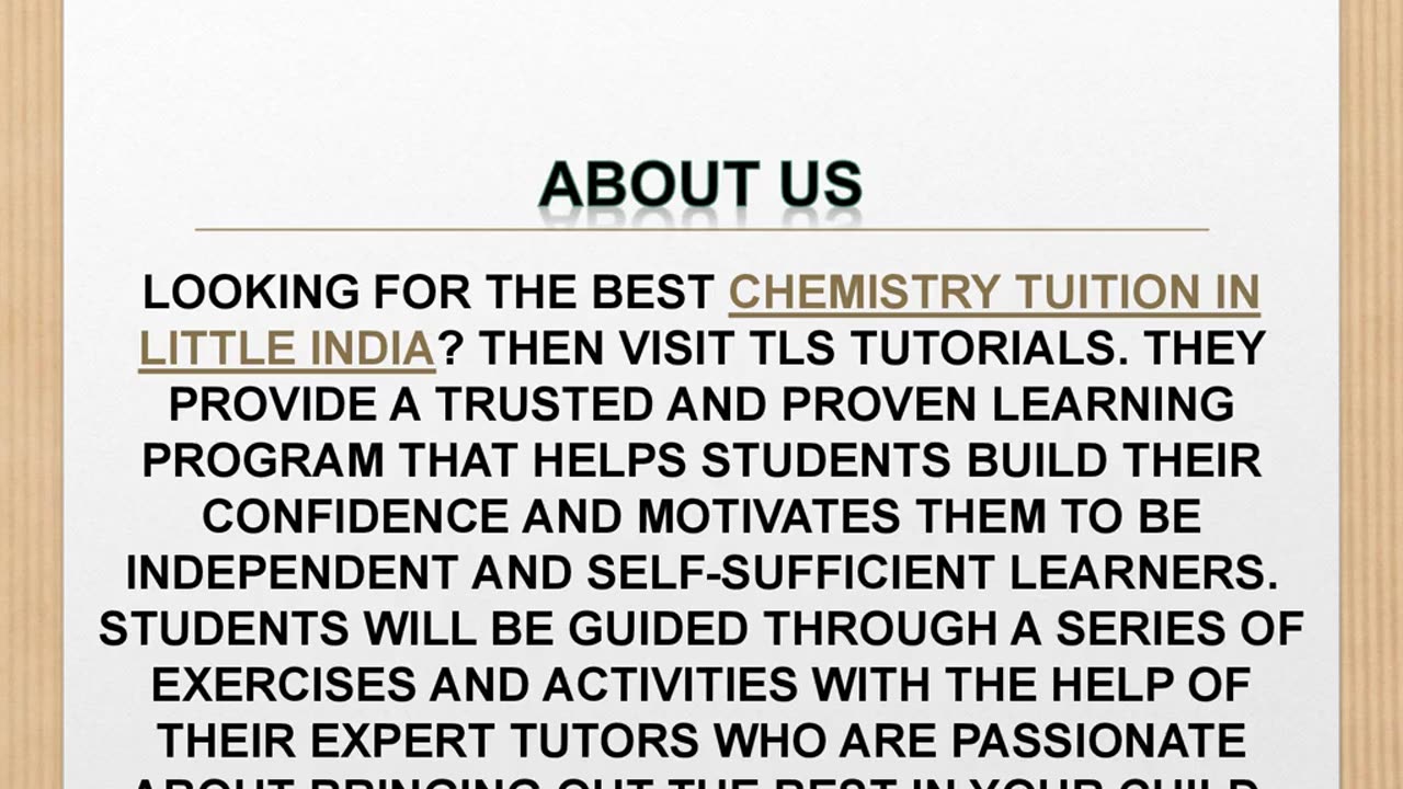 Best Chemistry Tuition in Little India