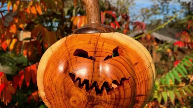 perfect wooden Halloween pumpkin