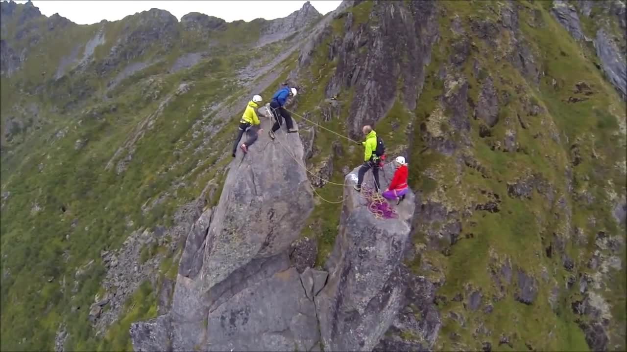 Stunning rock climbing jumps in Svolværgeita Norway!
