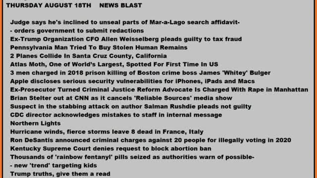 Thursday August 18,2022 News Blast #Enoch #NewsBlastReading #NBR