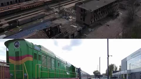 Stazione Mariupol prima/dopo.