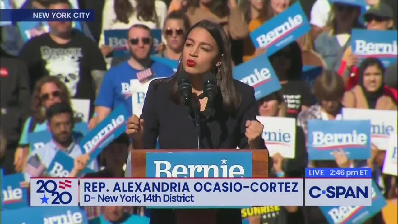 Ocasio Cortez stumps for Bernie Sanders