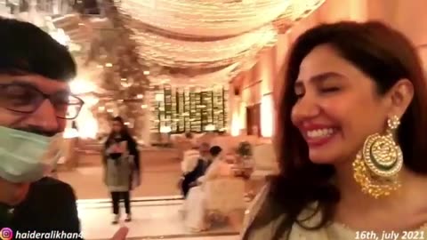 Mahira khan blushing with haider ali khan at a wedding lovely smile