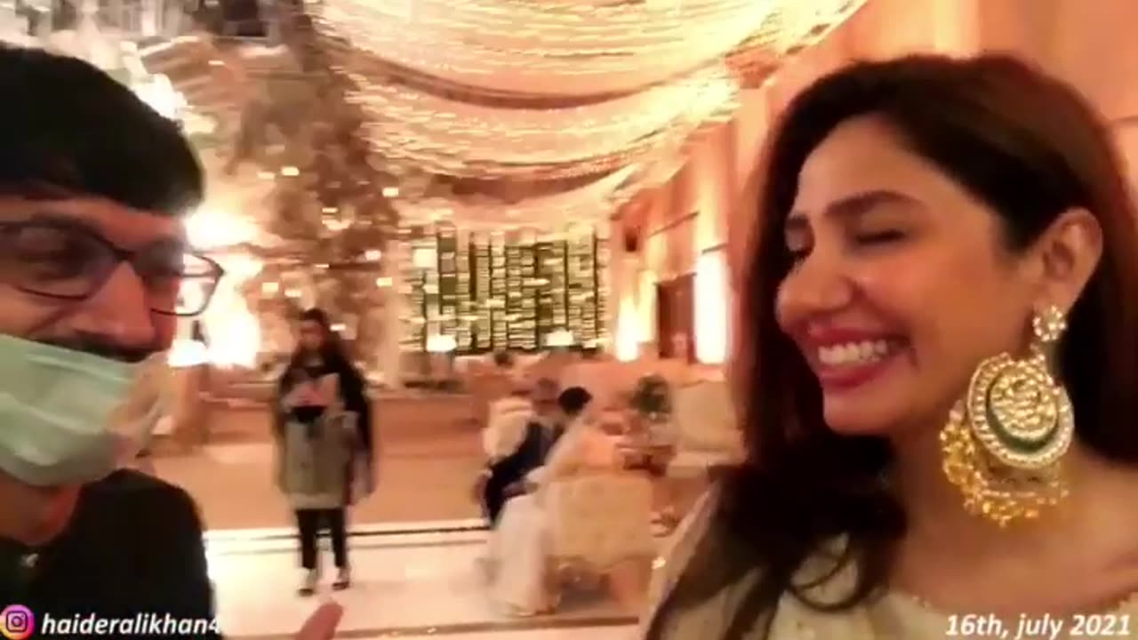 Mahira khan blushing with haider ali khan at a wedding lovely smile